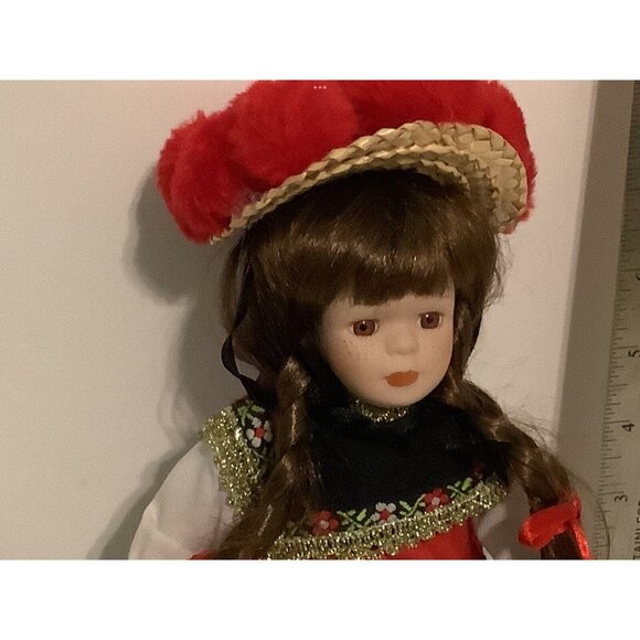 Vintage French Bisque Face Doll Handmade Ethnic Rag Doll Folk Art In Dress Hat - Picture 2 of 4